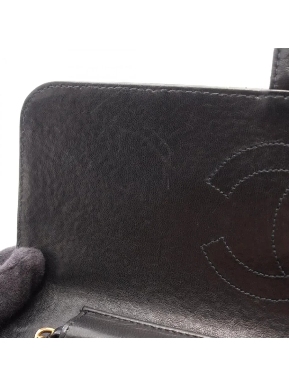 Chanel Shoulder Bag Quilted Push Lock Black Lambskin Chain